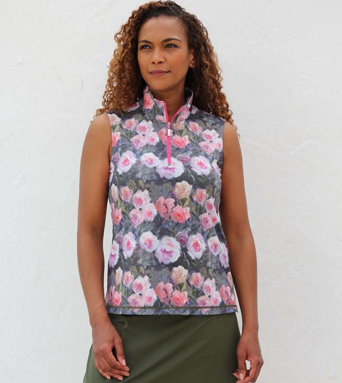 FAMARA Sleeveless Mock Neck Polo