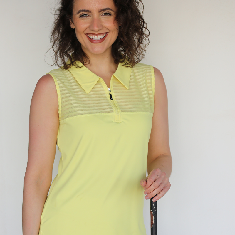 FAMARA Sheer Sleeveless Polo
