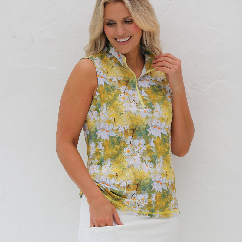 FAMARA Sleeveless Mock Neck Polo