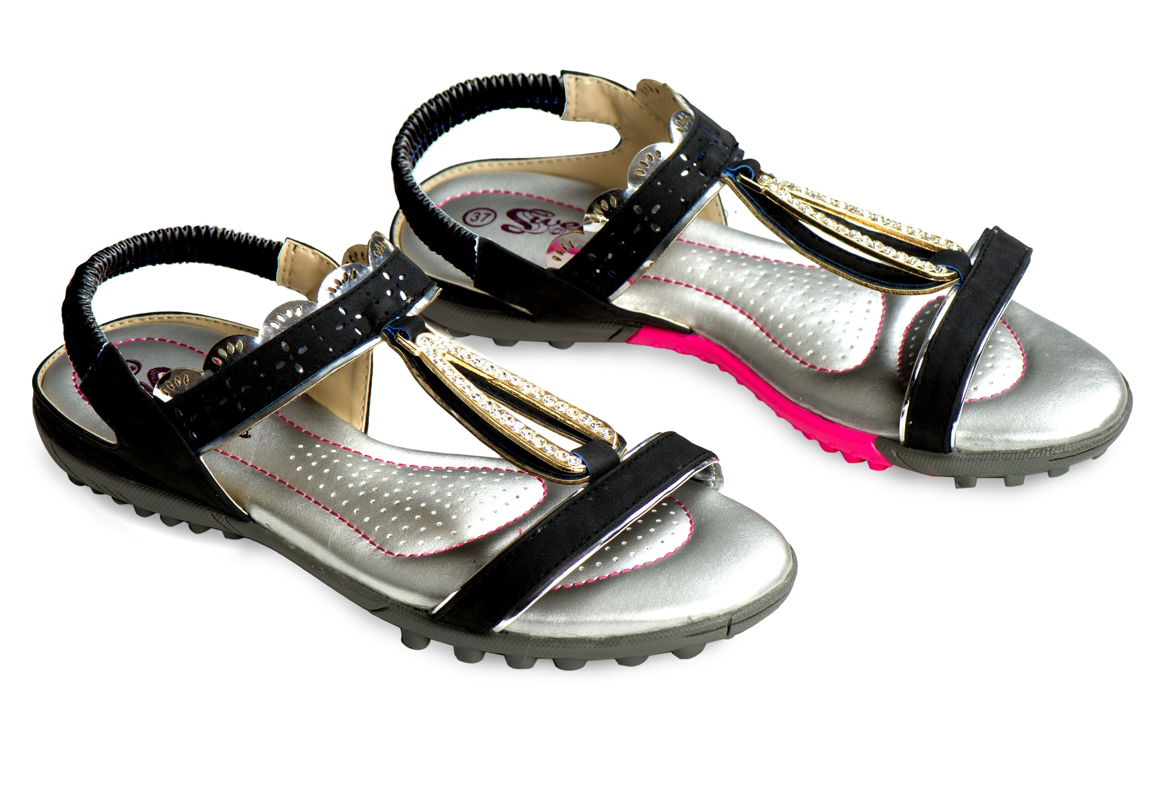 Silver & Gold Designer Sandals-NEW-NIB Stunning Crystals Fibi&Clo NY-Sun  Cascade
