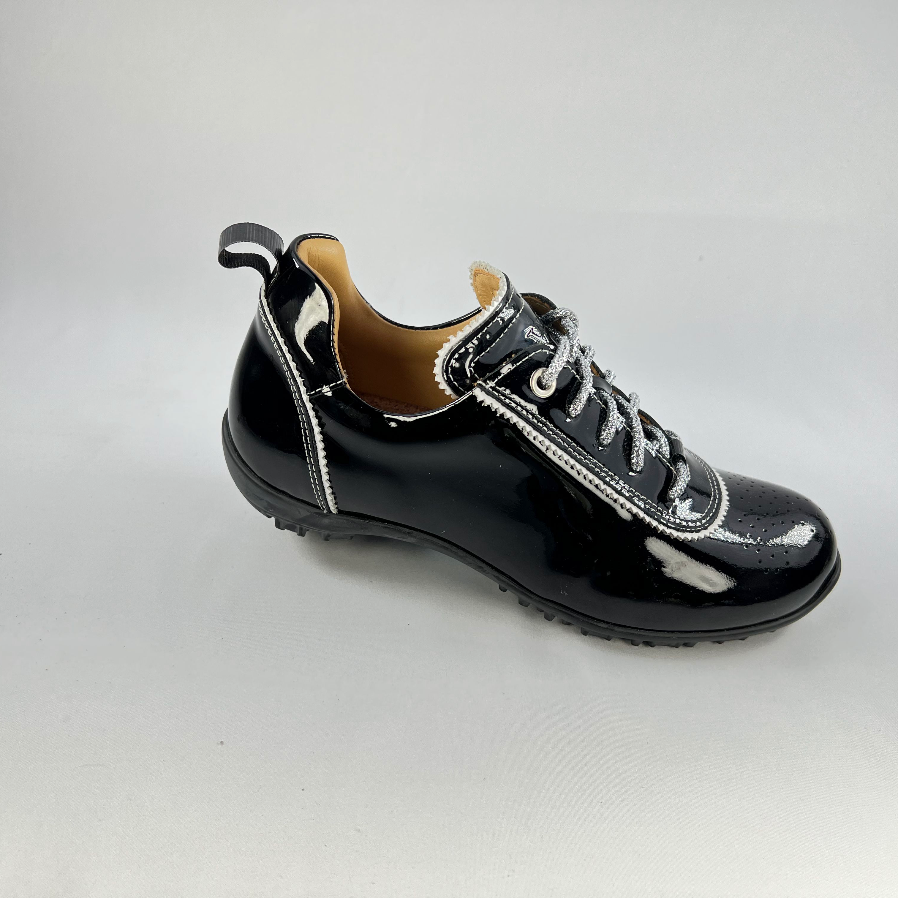 Black patent top tennis shoes